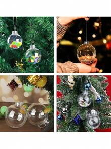 6Pcs Christmas Transparent Ball Plastic Christmas Trees Open Ball Box Bauble Ornament Wedding Gift Present Party Home Decoration
