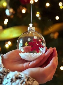6Pcs Christmas Transparent Ball Plastic Christmas Trees Open Ball Box Bauble Ornament Wedding Gift Present Party Home Decoration