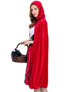1 pièce Cape du Petit Chaperon Rouge, Châle de Reine de Château, Costume de Jeu de Vampire d'Halloween, Accessoire Costume Cape Rouge (2 Tailles) - Rouge - Voir 5