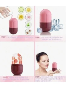 1 个面部和眼部冰滚轮，1 个硅胶冷却冰模面部美容按摩缩孔面部颈部和眼部升级模具 - 藍色 - 查看 4