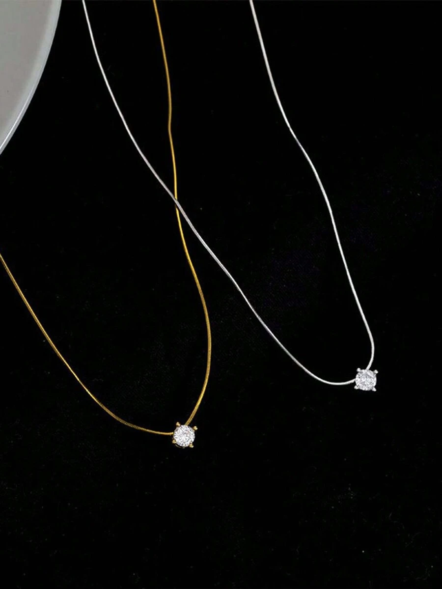 1 Chiếc Vòng Cổ Mặt Dây Chuyền Đơn Bằng Bạc Sterling 925 Thời Trang Bốn Móng Với Thiết Kế Vòng Cổ Phong Cách Ngọt Ngào Cổ Điển Để Trang Trí Hàng Ngày N016 - vòng cổ - Xem 1
