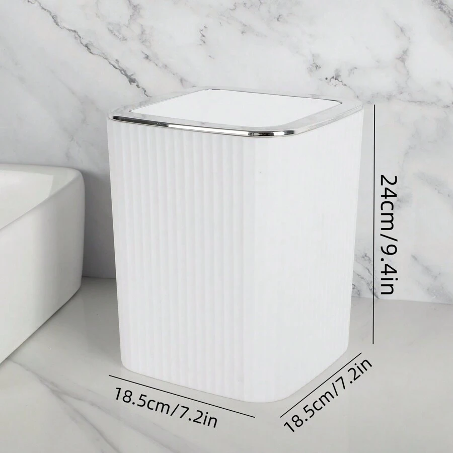 1 pieza Papelera de gran capacidad con diseño de rayas simples, para almacenamiento en la sala de estar o el baño del hogar - Multicolor - Ver 1