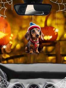 Christmas Decoration 5pcs Acrylic Flat Cute Dog Christmas Tree Ornaments & Pendants, Car Interior Decorations - Multicolor - View 12