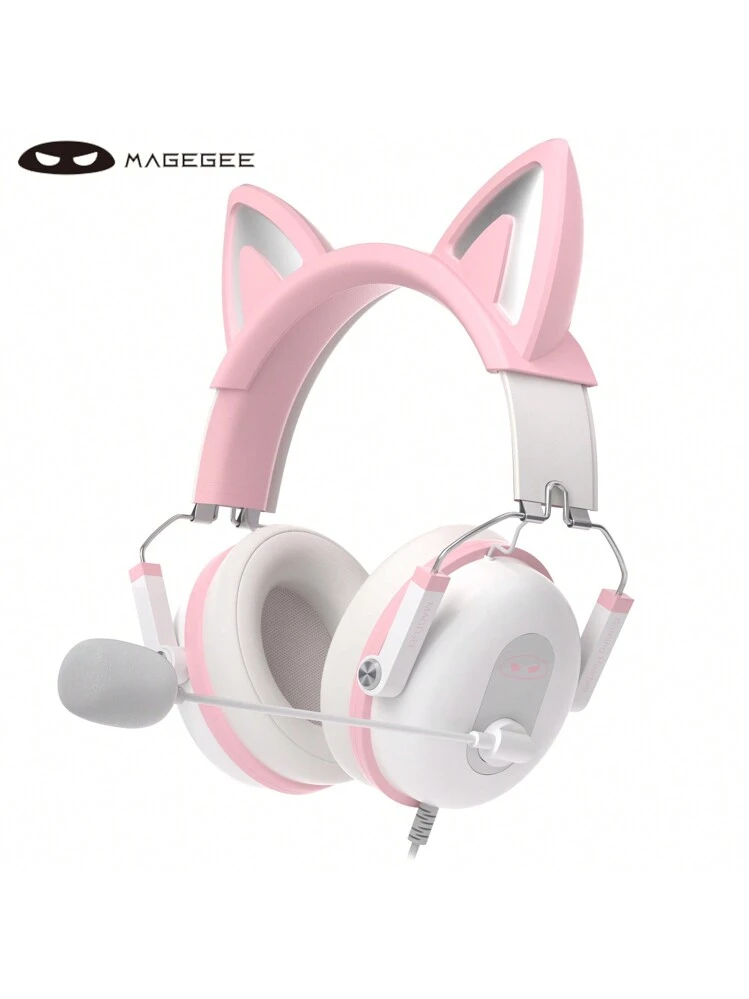 MageGee Pilot Headworn Gaming Headset Pink Over-Ear Wired 3.5mm