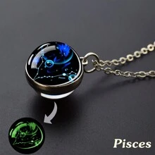 1PC Constellation Necklace Starry Sky Luminous Zodiac Glass Ball Pendant Necklace Christmas Gift Glow In The Dark - style - View 21