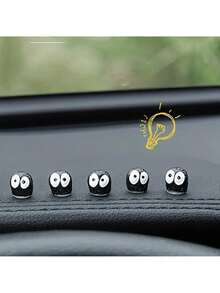 12pcs Cute Little Charcoal Rearview Mirror Accessories - Fun Instrument Panel Decor, Suitable For Cute Car Decoration Gifts And Interior Decor - Black - View 5