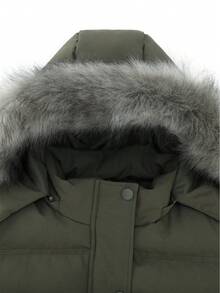 女士厚夹克，冬季新款时尚可拆卸连帽仿毛领保暖棉服外套