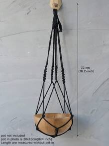 1 st flätad hängkorg i bohemisk stil Multifunktionell nätpåse (exklusive växtkruka)