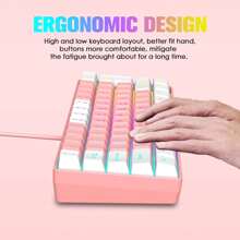60% Percent Gaming Keyboard, PS4 Keyboard Mechanical Feel, Backlit Keyboard And Mouse, Rgb Keyboard Gaming Mice Combo, Wired Keyboard Mouse Gaming Set, With Mice Pad, USB Keyboards - Pink - View 4