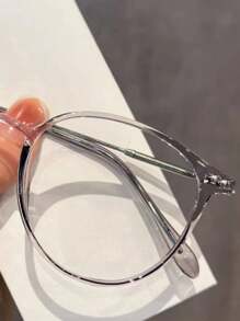1副女士圆形日常休闲简约时尚透明镜片眼镜，适合外出、上学、通勤等场合。 - 淺灰色 - 查看 4