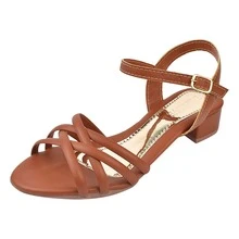 Sandália Feminina Salto Bloco Médio Confortável Saltinho