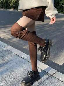 1双/3双/4双装 女士纯色过膝长袜，秋冬季保暖过膝袜，Y2K风格，舒适 - 彩色 - 查看 3