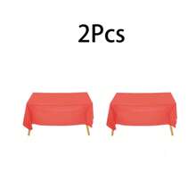5 件一次性红色纯色塑料桌布适用于生日派对甜蜜餐桌装饰、圣诞节 - 紅色 - 查看 6
