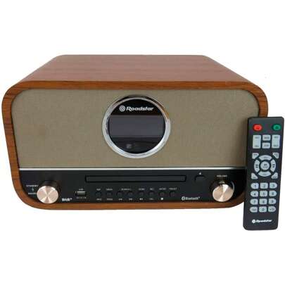  Sistema Micro Vintage, Radio  DAB+/ FM ✅ Spedizione 72h ✅ Lettore CD-MP3, Stereo, Bluetooth, USB, Roadstar, HRA1782NDBT, Legno