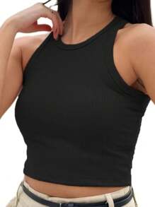 Cropped Ribana Tank Top - màu đen - Xem 2