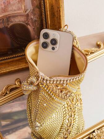 Women's Glittering Decorated Evening Clutch, Elegant Hand-Held Bag Suitable For Formal Wear/Party, Fashionable Ladies' Handbag