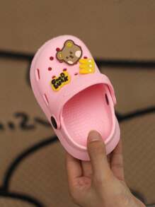 1双男女童通用款PVC软底防滑圆头平底凉拖鞋，适合1至10岁夏季穿着 - 粉色 - 查看 5