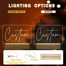 Personalized LED Name Sign Mother's Day Gift Engraved /UV Print Night Light Custom Stand Light Up Sign Wood Table Night Lamp Wedding Birthday - UV Print - View 5