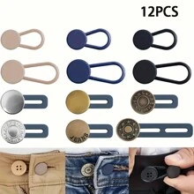 12 botones de expansión para extender el cuello de los jeans, botón de expansión instantánea sin costuras para la cintura de los pantalones, cinturón de expansión de cintura de pantalones para hombres y mujeres