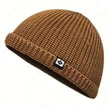 1 Pc Simple Fisherman Beanie, Solid Color Knit Hat For Unisex, Stylish Cold Protection Skull Hat, Handcuff Beanie For Men And Women