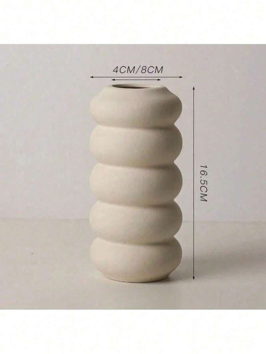 Nordic Ceramic Vase INS Flower Pot Human Face Abstract Figurine Living Room Office Table Desk Inetrior Home Decoration - C - 查看 1