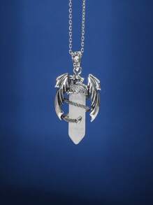 1 Pc Punk Teen Pterosaur Bullet Pendant Necklace Colorful Crystal Bullet Pterosaur Necklace Holiday Jewelry