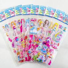 8 Packungen zufälliger Stil Cartoon Verkleidung Mädchen Sticker: Niedliche 3D PVC Sticker (Einmalgebrauch) zur Dekoration, geeignet für Kinder von 3-8 Jahren
