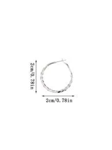 1 对 S925 银扭曲几何环状耳环，奢华性感的设计，适合日常佩戴 - 銀色 - 查看 5