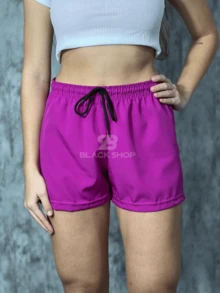 Women's Multipurpose Elastane Shorts With Elastic Waistband For Beach And Sports - 紫色 - 查看 1