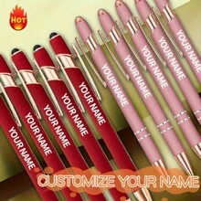 1/2/6/12/24/36pcs Personalized Metal Ballpoint Pens With Stylus Tip - Medium Point Retractable Pens For Adults, Custom Engraved Name Inspirational Message, Ideal For Sketching, Exam, & Office Stationery,School Supplies,For School,For Teacher,For Office,For Boys And Girls - A - View 1