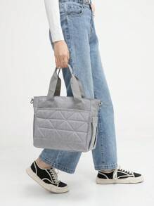 1pc Multifunctional Diaper Bag, Waterproof Travel Backpack For Pregnant Girl & Babies, Large Capacity Tote Bag - Grey - View 6