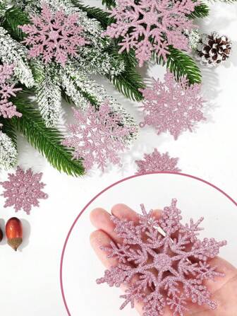 12片纸雪花，新年悬挂装饰雪花，适合家居卧室办公室装饰、圣诞树装饰吊坠、活动派对装饰、场景装饰、冬季装饰，是生日、家居装饰、圣诞节装饰、房间装饰、圣诞节的最佳礼物，也是圣诞节家居礼物和圣诞装饰的理想之选。