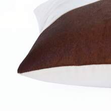 20" X 20" Brown And Ivory Geometric Faux Leather Zippered Pillow