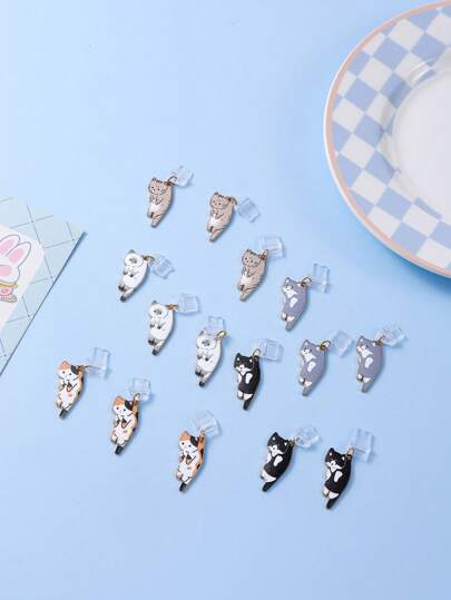 1pc Cute Cat Resin Anti-Dust Plug Decoration For IPhone, Android, USB-C Ports