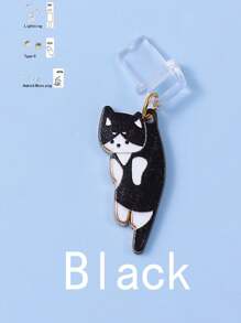 1pc Cute Cat Resin Anti-Dust Plug Decoration For IPhone, Android, USB-C Ports