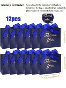12 piezas/24 piezas Bolsas de regalo pequeñas de 4.5"X1.8"X3.9" para agradecer, mini bolsas de dulces con lazos, perfectas para fiestas, cumpleaños, favores de boda y despedida de soltera, regalos para invitados de boda, cajas de regalo, decoración para recepción de bodas, regreso a la escuela, Día de San Valentín