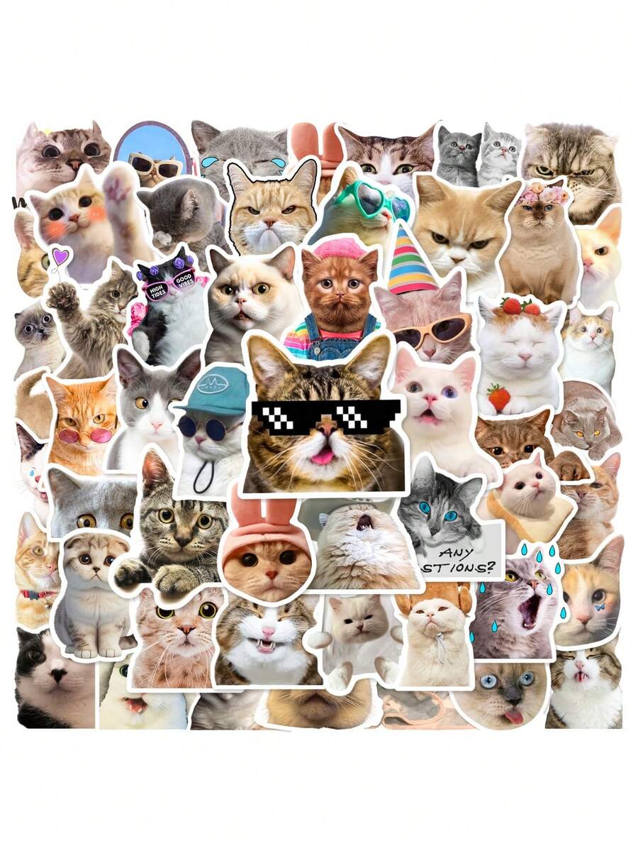 500 张/包可爱卡通动物贴纸 - 新奇卡通宠物贴纸，尺寸 2.5 厘米，装饰贴纸，非粘性奖励/表扬贴纸，创意图案，多种颜色 - 彩色 - 查看 1