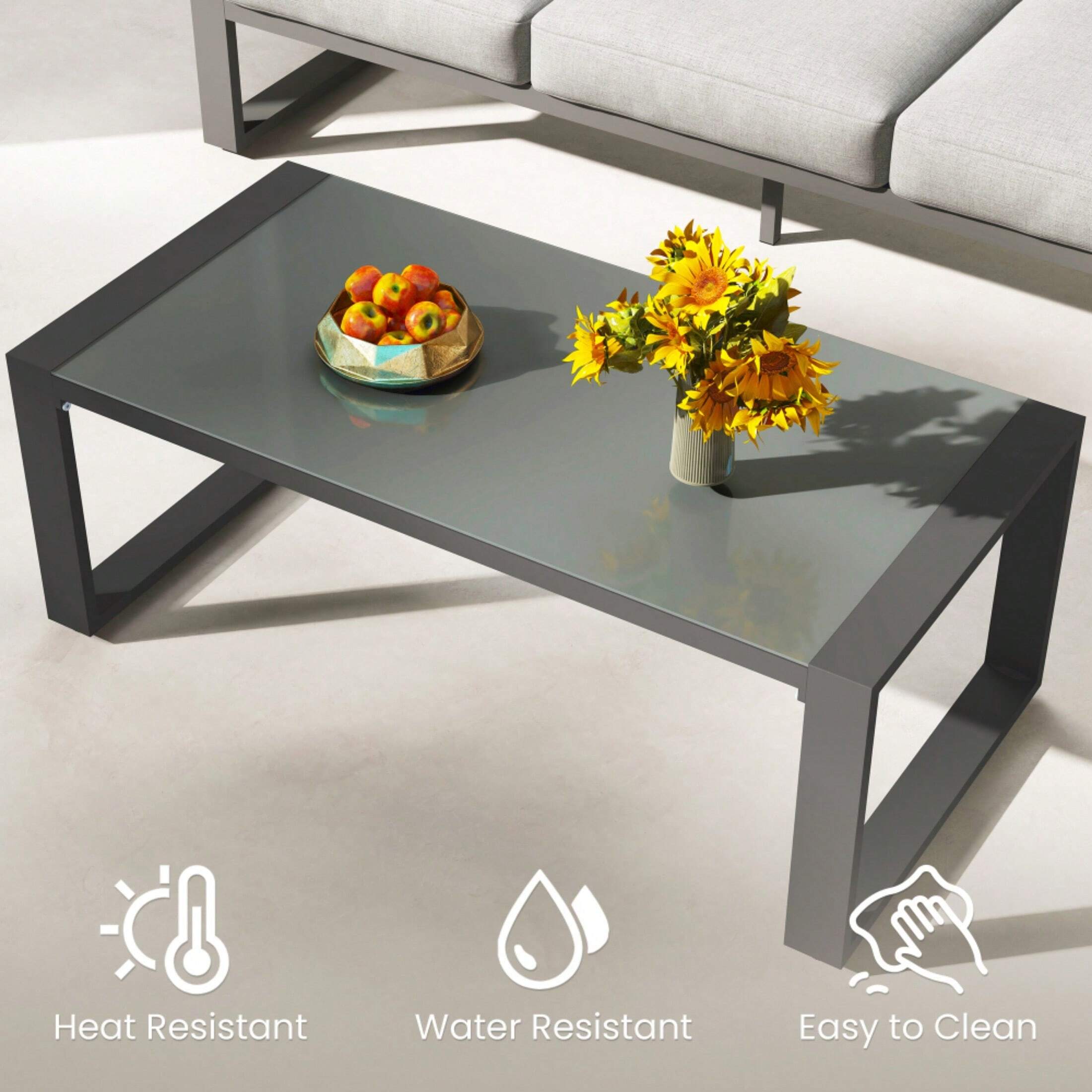 FKZNPJ Coffee Table Powder Coated Aluminum And Glass Lightweight Table
