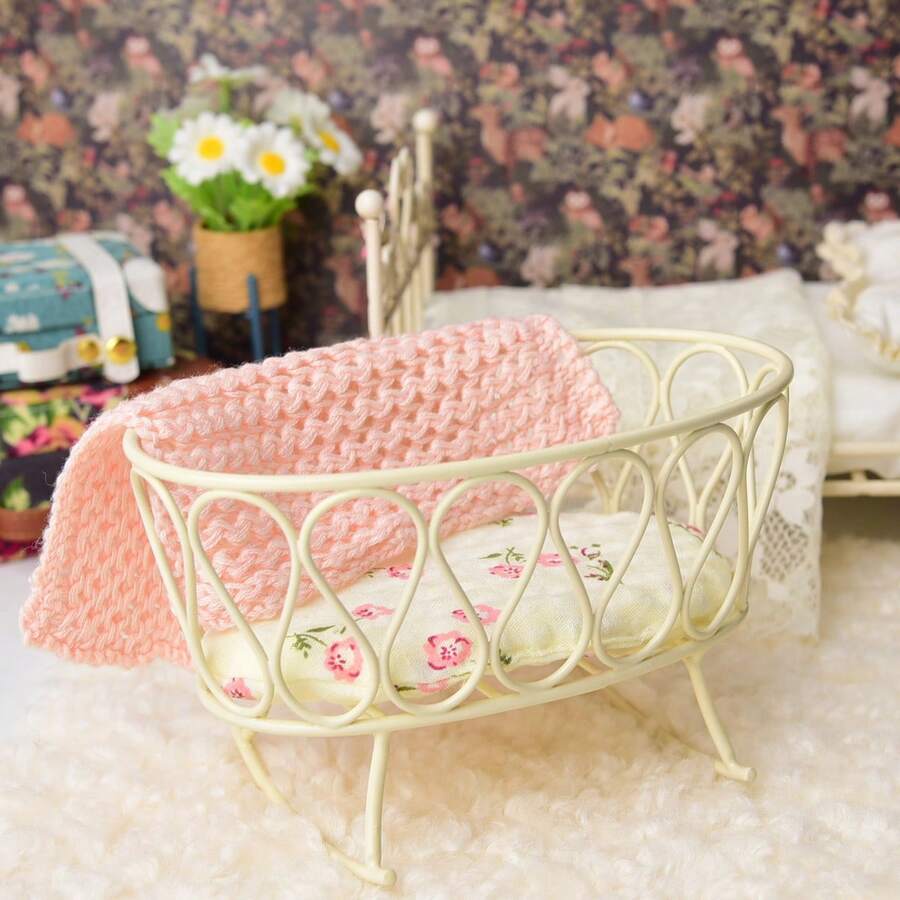 Bộ Chăn Và Nôi Tỉ Lệ 1:8-1:12 Cho Nội Thất BJD OB11 & MAILEG - Nhiều màu - Xem 1