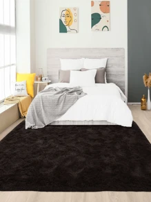 Alfombra Decorativa de Colores Lisos 150 x 200 Cm Sala De Estar Y Dormitorio - Café integral - Ver 6