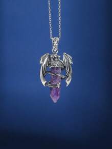 1 Pc Punk Teen Pterosaur Bullet Pendant Necklace Colorful Crystal Bullet Pterosaur Necklace Holiday Jewelry