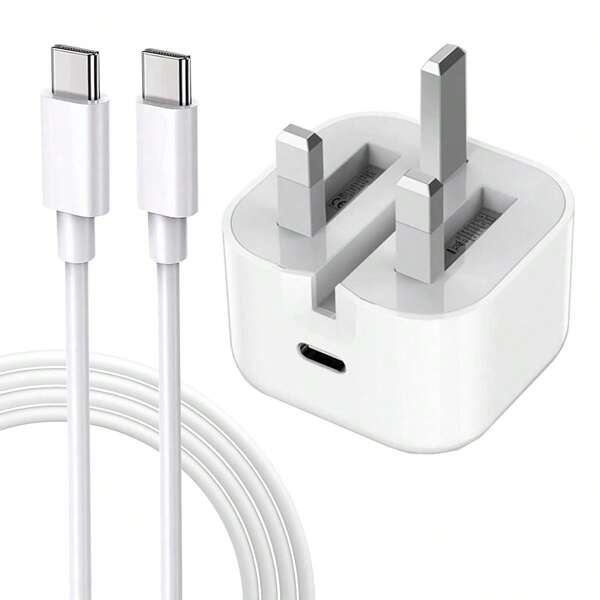 1 طقم متوافق مع 16 سلسلة، محول شاحن سريع 20 واط بقابس بريطاني + كابل شحن سريع وتحويل بيانات عالي الكفاءة بطول 1 متر/2 متر، متوافق مع 16 برو ماكس/16 برو/16 بلس/16/15، S25/S24/S23/S22/S21 أولترا بلس، سلسلة نان