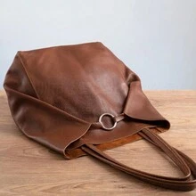 majue Túi đeo vai màu trơn cổ điển, Túi đeo vai cổ điển, Túi xách dung tích lớn có túi bên trong - màu nâu - Xem 2