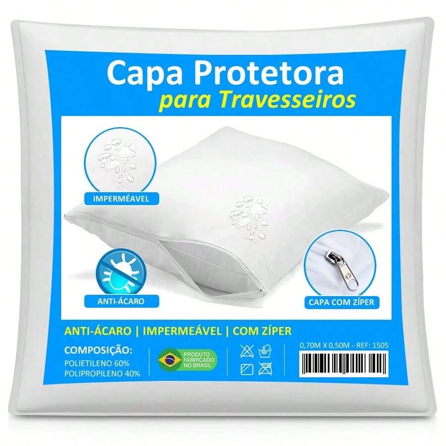 White Waterproof Pillow Cover 50cm X 70cm With Zipper And Hypoallergenic - trắng - Xem 1