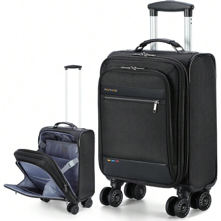 Softside Carry On Luggage 18 Inch Expandable Suitcase With 4 Spinner