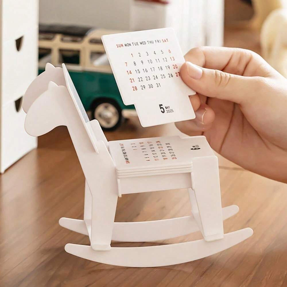2025 Desktop Calendar Calendar Small Ornaments, DIY Wooden Horse