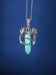1 Pc Punk Teen Pterosaur Bullet Pendant Necklace Colorful Crystal Bullet Pterosaur Necklace Holiday Jewelry
