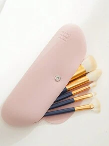 1 pieza Estuche de silicona para almacenar brochas de maquillaje, a prueba de polvo y agua, compacto y portátil para brochas de maquillaje, lápices de cejas, rímel y otros artículos de maquillaje - Bolsa de maquillaje, organizador de maquillaje, artículos escolares