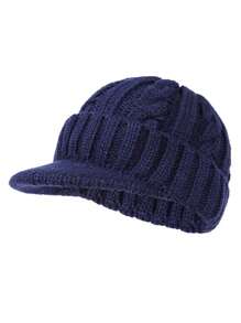 Men Knit Hat, Warm Thermal Lined Short Brim Ear Protection Beanie Cap, Suitable For Middle-Aged And Elderly In Winter