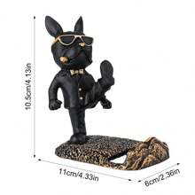 1 件树脂制作的法国斗牛犬小雕像手机支架，实用的家居装饰配件最佳礼物 - 彩色 - 查看 5